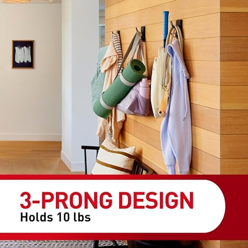 Command X-Large Matte Black Triple Hook, 2 Hooks, 6 Strips, Damage-Free Hanging with Adhesive Strips, No Tools Wall Hook for Hanging Decorations in Living Spaces - style: 2-Pack