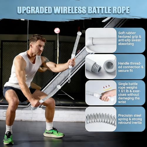 2PCS Weighted Ropeless Battle Ropes for Home Gym, Heavy Duty Arm Exerciser for Strength Training, Portable Battle Rope for Advanced Workouts and Core Muscle Building (Grey 3) - color: Grey 3