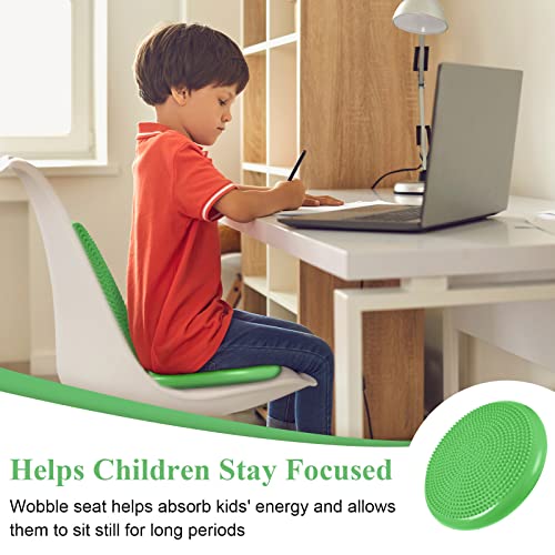 10 Pcs Wobble Cushion Wiggle Seat for Sensory Kid Flexible Seating Promotes Active Learning Improves Student Productivity Stability Inflated Balance Disc Pad with Air Pump for Classroom - color: Green