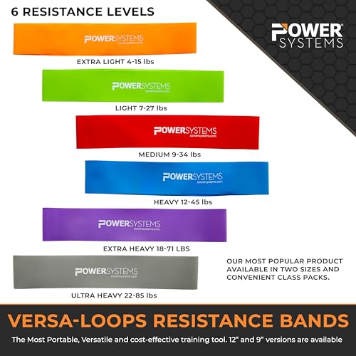 Power Systems Versa Loops Commercial Grade Resistance Bands 10 Pack Color Coded Exercise Loop Bands for Strength Training Physical Therapy Home Gym - style: Medium