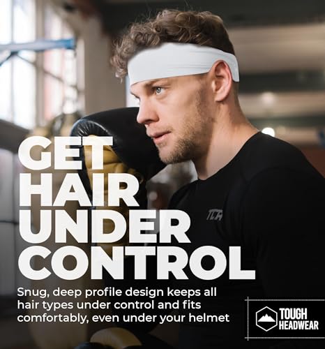 Tough Headwear Mens Headband | Sweat Headbands for Men Women Working Out Running Sports – Athletic Sweat Band Exercise - color: (1 pack) White