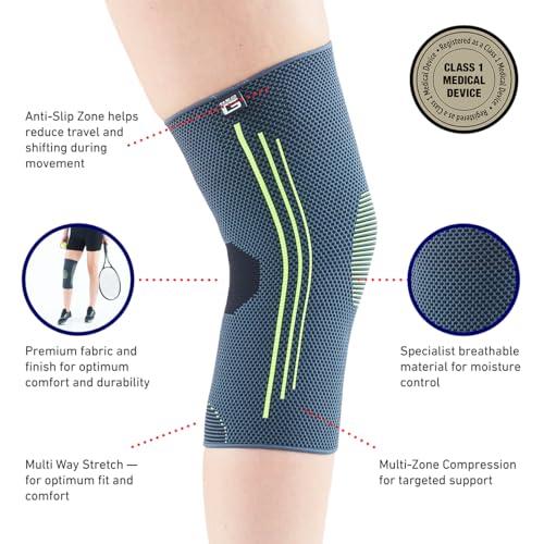 Neo-G Knee Compression Sleeve for Sports - Breathable, Lightweight, Elastic Knee Sleeve for running, Compression Knee Sleeve for knee pain, Meniscus Tear, Sprains, Strains, Injury Recovery - L - size: Large: 15.0 - 16.9 IN