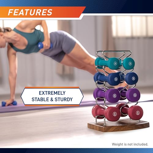 Marcy Strength Training Dumbbell Rack, Wire Frame Minimalist Dumbbell Storage - color: Brown - 4 Tier