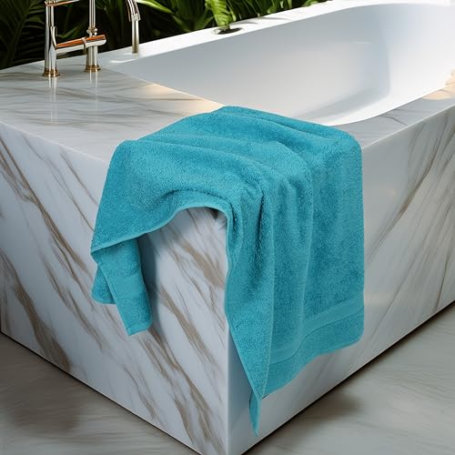 Commercial Bulk Pack of 12 Bath Towels – 100% Cotton Terry 24" x 48" – Ideal for Hotels, Salons, Gyms, Spas & Institutional Use – Teal Blue - color: Teal, size: 24"x48" - PK 12