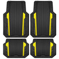 CAR PASS Yellow Car Mats Metallic, Aluminum Film All Weather Rubber Lemon Yellow car Floor Mats Waterproof Universal Trim to Fit SUV Sedan Van Truck 4 Piece Deep Dish Heavy Sporty Black Yellow Chrome - color: Black Yellow