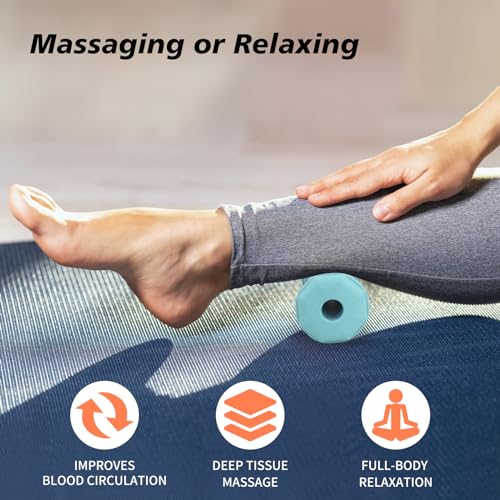 Blue Foot Massager Roller Set for Plantar Fasciitis, Arch&Heel Pain Relief | Includes Foot Roller, lacrosse and spiky massage balls for deep tissue trigger point muscle therapy and neuropathy relief - color: Blue Combination