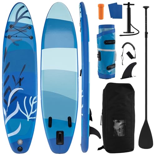 KOTEK 10FT/11FT Inflatable Paddle Board, SUP Paddleboard with Hand Pump, Safety Leash, Repair Kit, Carry Bag, Non-Slip EVA Deck, Stand Up Paddle Board for Youth & Adults - size: 11 FT, style: Seaweed