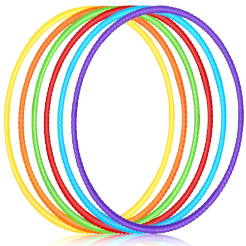 Sratte 6 Pcs Exercise Hoop Detachable Adjustable Plastic Hoops Snap Together Toy Ring Color Playground Toys for Girls and Boys Party Games, Sports, Exercise, Dog Training(28 Inch,Stylish Colors) - color: Stylish Colors, size: 28 Inch