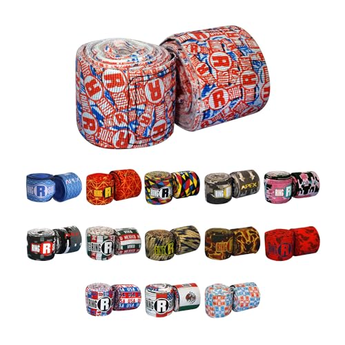 Ringside Apex 180” Boxing Hand Wraps Pair - Durable, Elastic Training Wraps with Hook & Loop Closure, Multi-Color Options, Perfect for MMA, Muay Thai, Kickboxing - color: Stack Handwraps