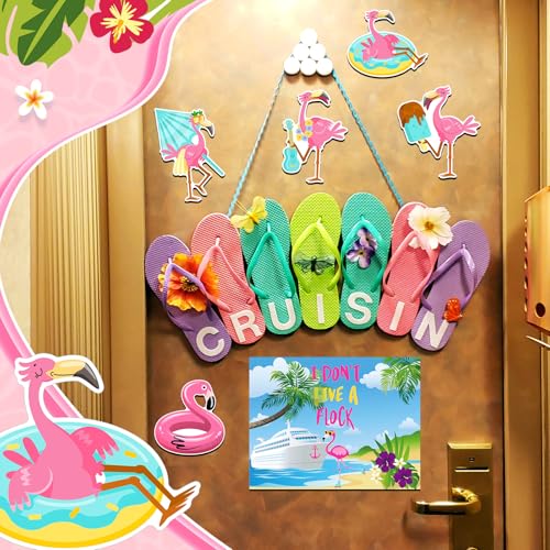 Kanayu 6 Pcs Flamingo Cruise Door Decorations Magnetic Large Ship Decorations Magnets Anchor Cruise Decor Car Fridge Magnet Decal for Carnival Stateroom Door - style: Flamingo