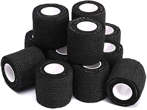 Sensi Wrap Grip Cover Sports Self Bandage Rolls 2-inch x 5-Yards 24pcs (Black) - color: Black