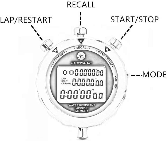 Digital Stopwatch Timer Stop Watch Stopwatch for Sports Competition - color: 100 Lap Metal