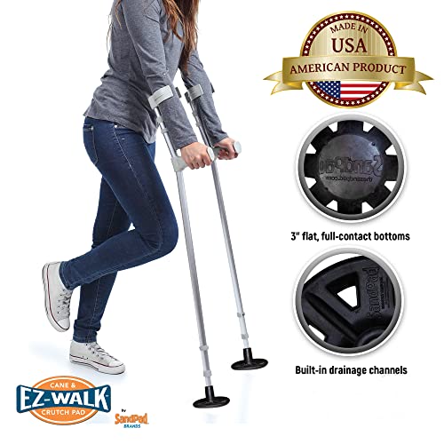 EZ-Walk/SandPad LandPad All Terrain Stabilizer Crutch Tips (Paired Pack) Made in the USA - size: Paired Pack (Crutches Only)