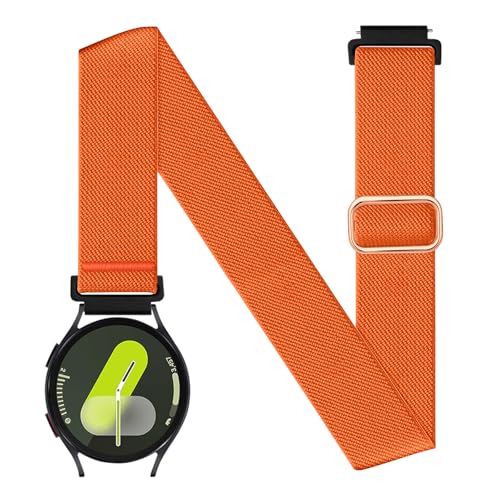 20mm Nylon Sport Ankle/Arm Band Compatibel with Galaxy Watch 7/6/5/4/FE 44mm 40mm/Watch 5 Pro/ 6 Classic 47mm 43mm/ 4 Classic Strap,Elastic Oberarmband Bicep Band for Women Men - color: orange