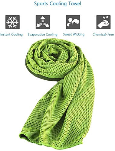 Sports Towel for Instant Cooling Relief Microfiber Towels for Golf Workout Swimming Gym Yoga Travel Camping Fitness 40"x12" Sweat Towel (Green 2 Pack) - color: Green 2 Pack
