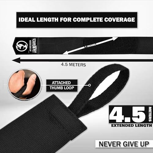 KOMBAT USA 180" Boxing Wraps for Men & Women – Hand Wraps for Boxing Gloves, Muay Thai Wraps, Vendas para Boxeo, Thumb Loop, MMA & Kickboxing Hand Wraps Boxing Training Gear - color: Pack of 3 Black