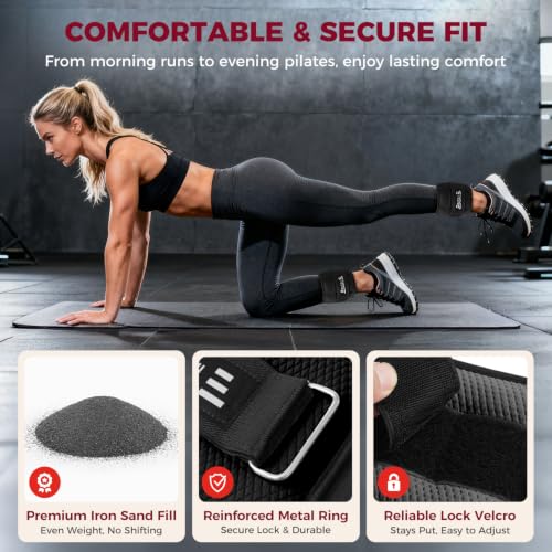 BAGAIL Ankle Wrist Weights for Women & Men, Set of 2 (Available in 0.5/1/2/3/4/5 lb Each), Wearable Leg Arm Weights with Sleek Design & Secure Fit for Walking, Running, Pilates, Home Fitness - color: Black, size: 10 Lb Pair (1-5 Lb Each Adjustable)