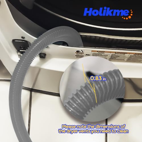 Holikme Dryer Vent Cleaner Kit 2Pack - Lint Vacuum Attachment & Brush | Gray Dryer Vent Vacuum Hose Attachment & Brush Reach Deep Traps - Remove Hidden Lint, Speed Drying & Reduce Fire Risk - color: Gray