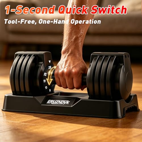 25/55lb Pair Adjustable Dumbbell Set, Adjustable Dumbbells Set of 2, 5 in 1/10 in 1 Free Weights Dumbbells Set with Anti-Slip Texture Handle, Weight Set For Home Gym Suit both Men and Women - color: Black 25LBS Pair