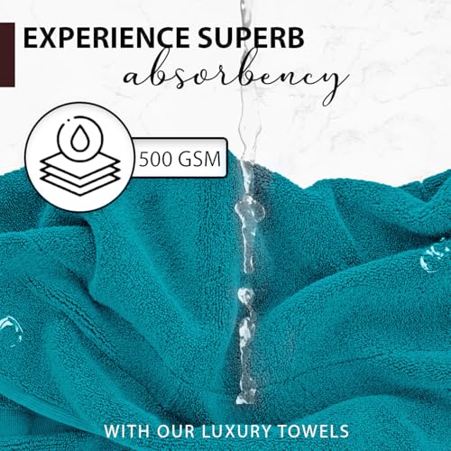 KAHAF COLLECTION 100% Cotton Bath Towels, 24x48 Pack of 6 Towels, Quick Dry, Highly Absorbent, Soft Feel Towel, Gym, Spa, Bathroom, Shower, Pool, Luxury Soft Towels (Teal, KC-2448-6-TEAL) - color: Teal, size: 24x48 - 6 Pack