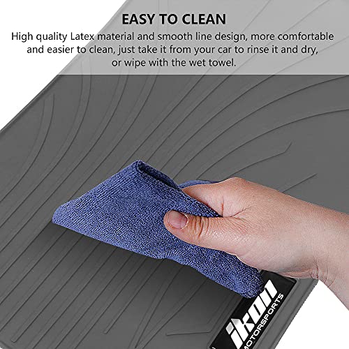 Fit 2006-2011 Honda Civic Coupe & Sedan Floor Mat IKON Style Gray/Grey | IKON MOTORSPORTS, All Weather Easy Clean Interior Car Carpets Full Set 3 Pieces Latex - color: Gray