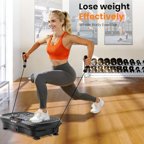 AXV Vibration Plate Fitness Platform Exercise Machine Vibrating Shaking Full Body Shaker Workout Vibrate Stand Shake Board Sport for Weight Loss Fat Burner for Gym Home Office - color: SLIM.BLACK