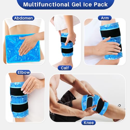 Knee Ice Pack Wrap for Pain Relief Reusable Multi-Purpose Gel Ice Wrap for Leg Ankle Foot Wrist Injuries Swelling Knee Replacement Post-Surgery Recovery Cold Compression for Meniscus Tear ACL - color: Blue