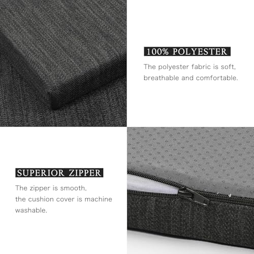 baibu 42 Inch Classic Solid Color Bench Cushion with Ties, Non-Slip Indoor Outdoor Rectangle Bench Seat Cushion Standard Size Foam Pad with Machine Washable Cover (Black, 42x16x1.5in) - color: Black, size: 42x16x1.5 Inch (Pack of 1)