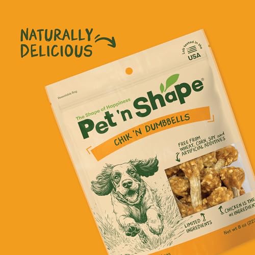 Pet 'n Shape Chik 'n Rice Dumbbells - All Natural Dog Treats, Chicken, 8 oz, 10408 - size: 8 Ounce (Pack of 1)