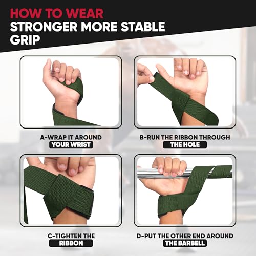 Lifting Straps for Weightlifting, Weightlifting Cotton Straps with Neoprene Padding for Men women Gym Wrist Straps for Bodybuilding powerlifting, Strength Training and Deadlifting - color: ARMY GREEN