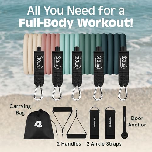 Retrospec Train Resistance Bands Set for Working Out - 5 Stackable Bands, Handles & Door Anchor - Portable Fitness Equipment for Physical Therapy & Yoga Includes Carry Bag - color: Smoothie, size: (Pack of 60)