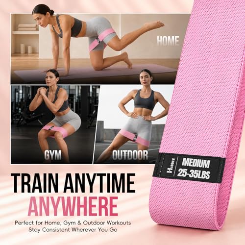 Fabric Resistance Band Set with Exercise Guide, 3 Levels for Hip and Glute | For women and men; 3 resistance levels with an exercise guide for legs, squats, yoga, fitness, and physical therapy - color: gray, pink, green