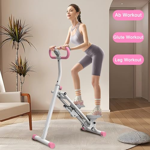 Stair Stepper for Home, Vertical Climber Machine for Full-Body Exercise,265lbs Home-Upgrade Climber Fitness Equipment with Stable Frame Adjustable Handlebar for Women Men - color: Pink