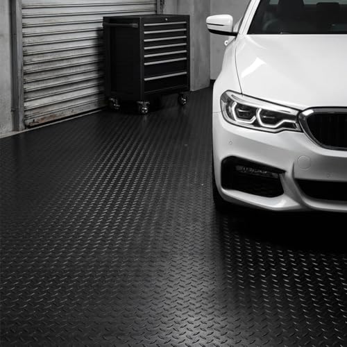 GL 2.8mm Thickened Garage Floor Mat, Custom Size Heavy Duty Parking Mat Waterproof Non-Slip Floor Protector for Car, Trailer, SUV, Basement, Gym (Black) (1 Feet x 4 Feet) - color: Black, size: 1FTx4FT