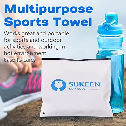 Sukeen Cooling Hoodie Towel, Absorbent Quick-Drying Cooling Towels for Neck and Face, UV Sun Protection Cooling Neck Wraps Sport Head Cooling Towel Hot Weather - color: Blue