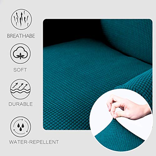 Granbest Premium Water Repellent Wingback Chair Cover 2-Piece High Stretch Jacquard Fabric Wing Back Chair Slipcovers (Wing Chair Cover, Blackish Green) - color: Blackish Green