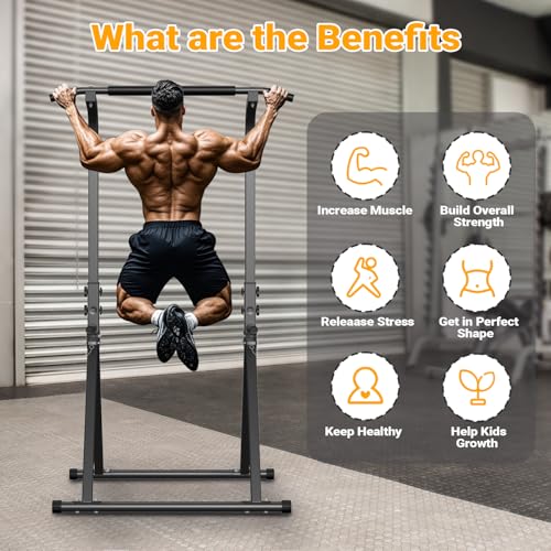 YYJO Foldable Pull Up Bar Free Standing Multi-function Power Tower Dip Bar with Assistance Bands Home Gym Strength Training Equipment - color: Black 01