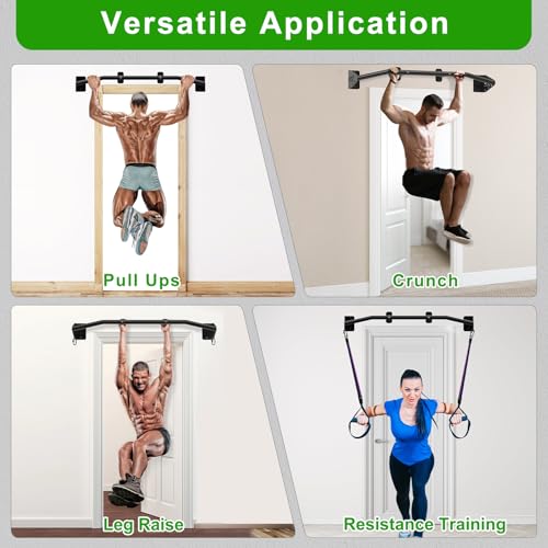 SELEWARE Heavy Duty Wall Mount Pull Up Bar, Joist Mount Chin Up Bar for Doorway, Sturdy Steel Construction, w/Resistance Band Hooks, Fits 32"/36" Wall Studs for Home Gym Strength Training - size: B: 36" x 1.3" Dia Grip