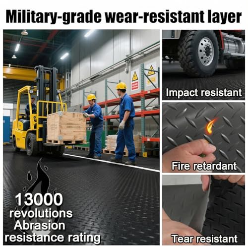 LITA Garage Floor Mat, PVC Flooring Roll Thickened Garage Mats, Heavy Duty Parking Mat Waterproof Nonslip Floor Protector for Car, Trailer, SUV, Basement, Gym (Black) (1 Feet x 13 Feet) - size: 1FTx13FT