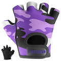 Contraband Pink Label 5217 Women's Design Series Camo Print Lifting and Rowing Gloves (Pair) - Lightweight Vegan Medium Padded Microfiber Amara Leather w/Griplock Silicone - color: Purple, size: X-Small