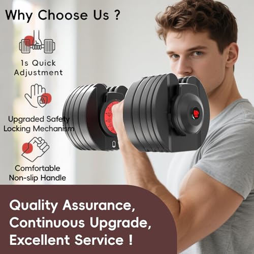 New Upgraded Adjustable Dumbbell Set of 2 (52.5 lbs/25 lbs), 15/9 Weights Dumbbell Set with Safe Locking System, Quick Adjustable Dumbbells For Men and Women Home Gym Workout with Anti-Slip Handle - color: 52.5LB-Pair