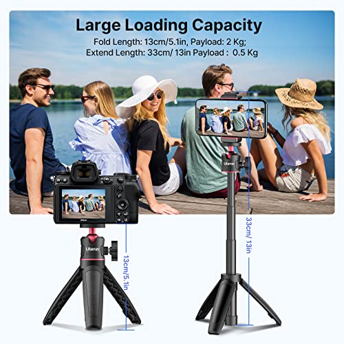 ULANZI MT-08 Extension Pole Tripod, Mini Selfie Stick Stand Handle Grip for Cell Phone iPhone Pro Max Android Luna Pocket Xtra Muse Canon Sony ZV-1 A6400 A6600 Cameras Video Recording/Vlogging - color: Black