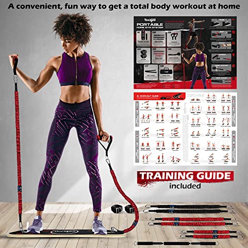 Yes4All Balance Board Sports Trainer, Surf Trainer Board With Adjustable Stoppers, Improve Core Strength and Balance Control - color: H. Combo Portable Home Gym - Black/Red
