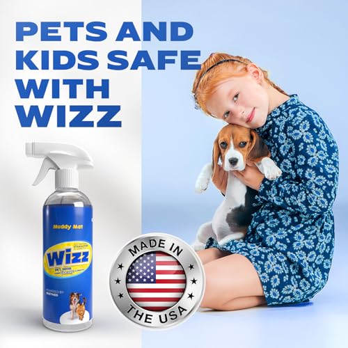 Muddy Mat 2-in-1 Set Atlantic Blue Medium(30"X19") Microfiber Non-Slip, Washable & Highly Absorbent Chenille Dog Door Mat with Wizz Stain & Odor Remover-Ultimate Pet Cleanup Combo for Pristine Homes