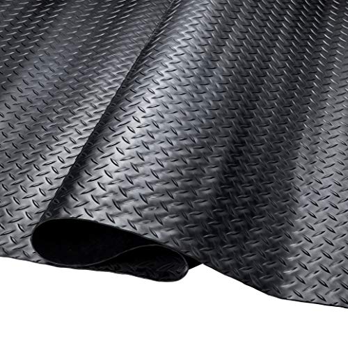 SEAL 4 x 10 FT Premium Garage Floor Mat, Solid 2.8mm Thick Lay-Flat Black Commercial Grade Heavy Duty Parking Mat for Golf Cart, Workbench, ATV, Water/Stain Resistant Runner (Embossed Diamond Plate) - size: 120"L x 48"W x 0.1"Th