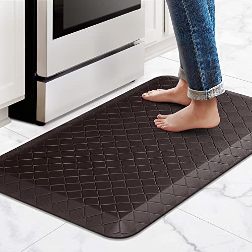 HappyTrends Kitchen Floor Mat - 4/5 Inch Thick Anti-Fatigue Kitchen Rug,Waterproof Non-Slip Kitchen Mats and Rugs Heavy Duty Ergonomic Comfort Rug for Kitchen,Office,Sink(17.3" x 28", Chocolate) - color: Chocolate, size: 28"L x 17.3"W x 0.8"Th