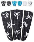 Ho Stevie! Premium Surfboard Traction Pad - Foot Won't Slip - 3 Piece, Full Size, Maximum Grip, Strongest 3M Adhesive - color: Black with White Palm Trees