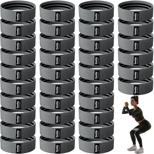 Seenelling 36 Pcs Fabric Resistance Bands for Working Out Non Slip Stretch Exercise Bands Bulk for Women Men Home Gym, Pilates, Yoga, Booty, Leg Training - color: Gray, style: Heavy Resistance