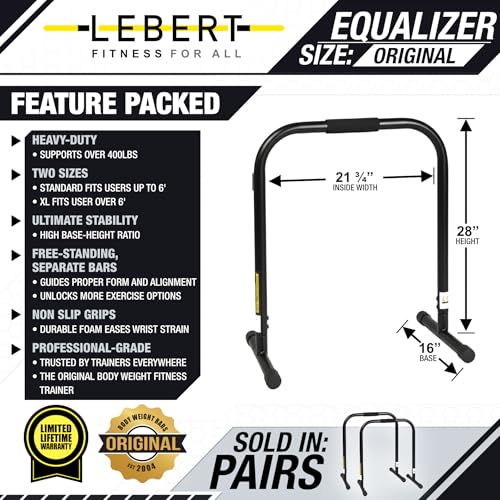 Lebert EQualizer Total Body Strengthener Dip Station Standard & XL - color: Black Regular