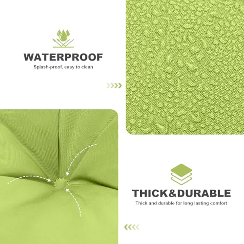 Porch Swing Cushions,Outdoor Cushions 3 Seater Replacement with Backrest, Waterproof Thickened Bench Cushion with Ties for Porch, Patio,Outdoor, Backyard and Garden (Grass Green 60 * 40 in) - color: Grass Green, size: 60x 40 inches